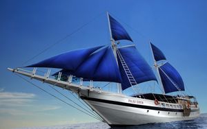 Preview wallpaper ocean, boat, sail, travel, vacation