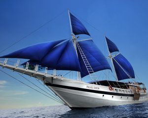 Preview wallpaper ocean, boat, sail, travel, vacation