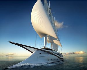 Preview wallpaper ocean, boat, sail, travel, vacation