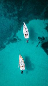 Preview wallpaper ocean, boats, aerial view, water