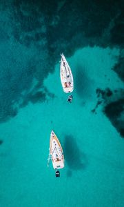 Preview wallpaper ocean, boats, aerial view, water