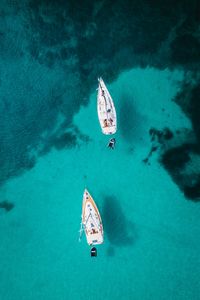 Preview wallpaper ocean, boats, aerial view, water