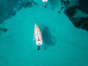 Preview wallpaper ocean, boats, aerial view, water