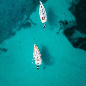 Preview wallpaper ocean, boats, aerial view, water