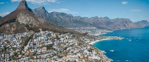 Preview wallpaper ocean, city, coast, aerial view, rocks, south africa