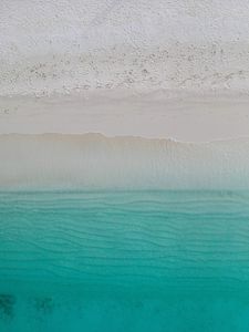 Preview wallpaper ocean, coast, aerial view, sand, wave, sea