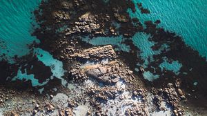 Preview wallpaper ocean, coast, aerial view, stones, water