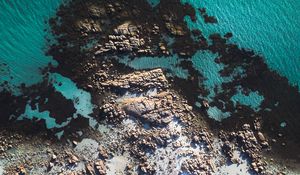 Preview wallpaper ocean, coast, aerial view, stones, water