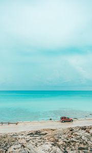 Preview wallpaper ocean, coast, machine, water, horizon