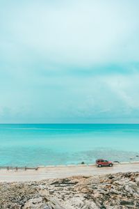 Preview wallpaper ocean, coast, machine, water, horizon