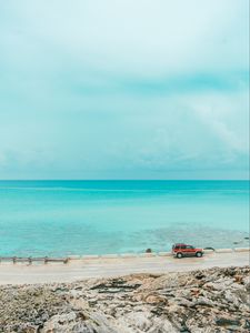 Preview wallpaper ocean, coast, machine, water, horizon