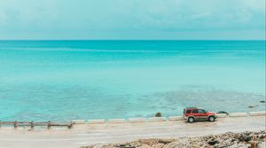 Preview wallpaper ocean, coast, machine, water, horizon