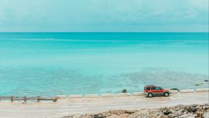 Preview wallpaper ocean, coast, machine, water, horizon