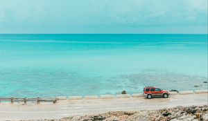 Preview wallpaper ocean, coast, machine, water, horizon