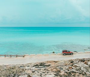 Preview wallpaper ocean, coast, machine, water, horizon