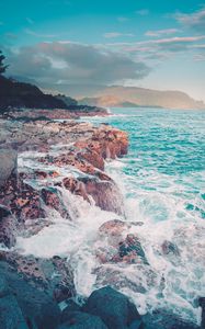 Preview wallpaper ocean, coast, rocks, waves, landscape, nature