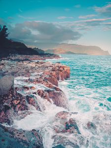 Preview wallpaper ocean, coast, rocks, waves, landscape, nature