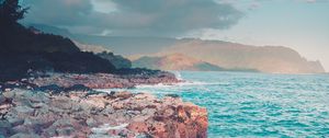 Preview wallpaper ocean, coast, rocks, waves, landscape, nature