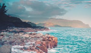 Preview wallpaper ocean, coast, rocks, waves, landscape, nature