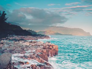 Preview wallpaper ocean, coast, rocks, waves, landscape, nature
