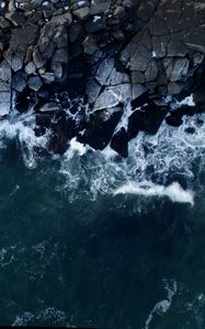 Preview wallpaper ocean, coast, rocks, waves, aerial view