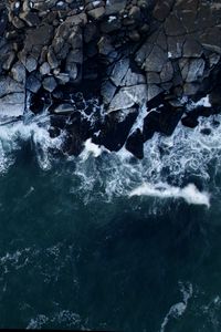 Preview wallpaper ocean, coast, rocks, waves, aerial view