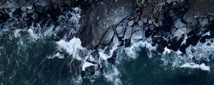 Preview wallpaper ocean, coast, rocks, waves, aerial view