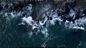 Preview wallpaper ocean, coast, rocks, waves, aerial view