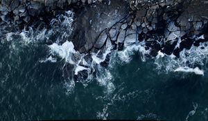 Preview wallpaper ocean, coast, rocks, waves, aerial view