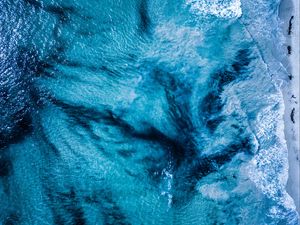 Preview wallpaper ocean, coast, top view, surf, water, blue