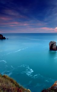 Preview wallpaper ocean, gulf, coast, blue water, lilac, evening