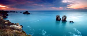 Preview wallpaper ocean, gulf, coast, blue water, lilac, evening