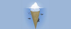 Preview wallpaper ocean, iceberg, minimalism, killer whales, ice cream, sea