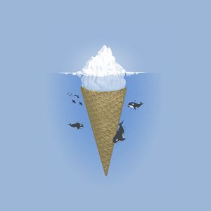 Preview wallpaper ocean, iceberg, minimalism, killer whales, ice cream, sea