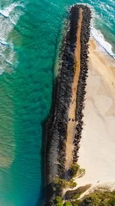 Preview wallpaper ocean, island, aerial view, pebbles, surf