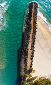 Preview wallpaper ocean, island, aerial view, pebbles, surf