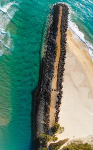 Preview wallpaper ocean, island, aerial view, pebbles, surf