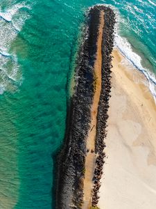 Preview wallpaper ocean, island, aerial view, pebbles, surf