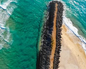 Preview wallpaper ocean, island, aerial view, pebbles, surf