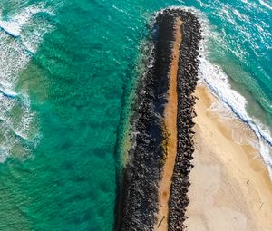 Preview wallpaper ocean, island, aerial view, pebbles, surf