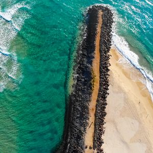 Preview wallpaper ocean, island, aerial view, pebbles, surf