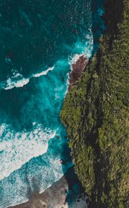 Preview wallpaper ocean, island, aerial view, surf, shore, greens