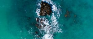 Preview wallpaper ocean, island, aerial view, sand, beach, surf, foam