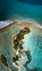 Preview wallpaper ocean, island, aerial view, water, palm trees