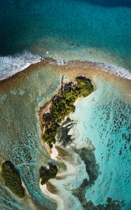 Preview wallpaper ocean, island, aerial view, water, palm trees