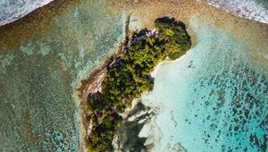 Preview wallpaper ocean, island, aerial view, water, palm trees