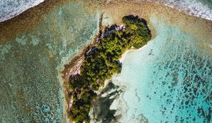 Preview wallpaper ocean, island, aerial view, water, palm trees