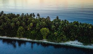 Preview wallpaper ocean, island, sunset, aerial view, summer, tropics