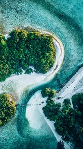 Preview wallpaper ocean, islands, aerial view, trees, water