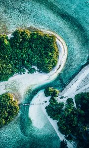 Preview wallpaper ocean, islands, aerial view, trees, water